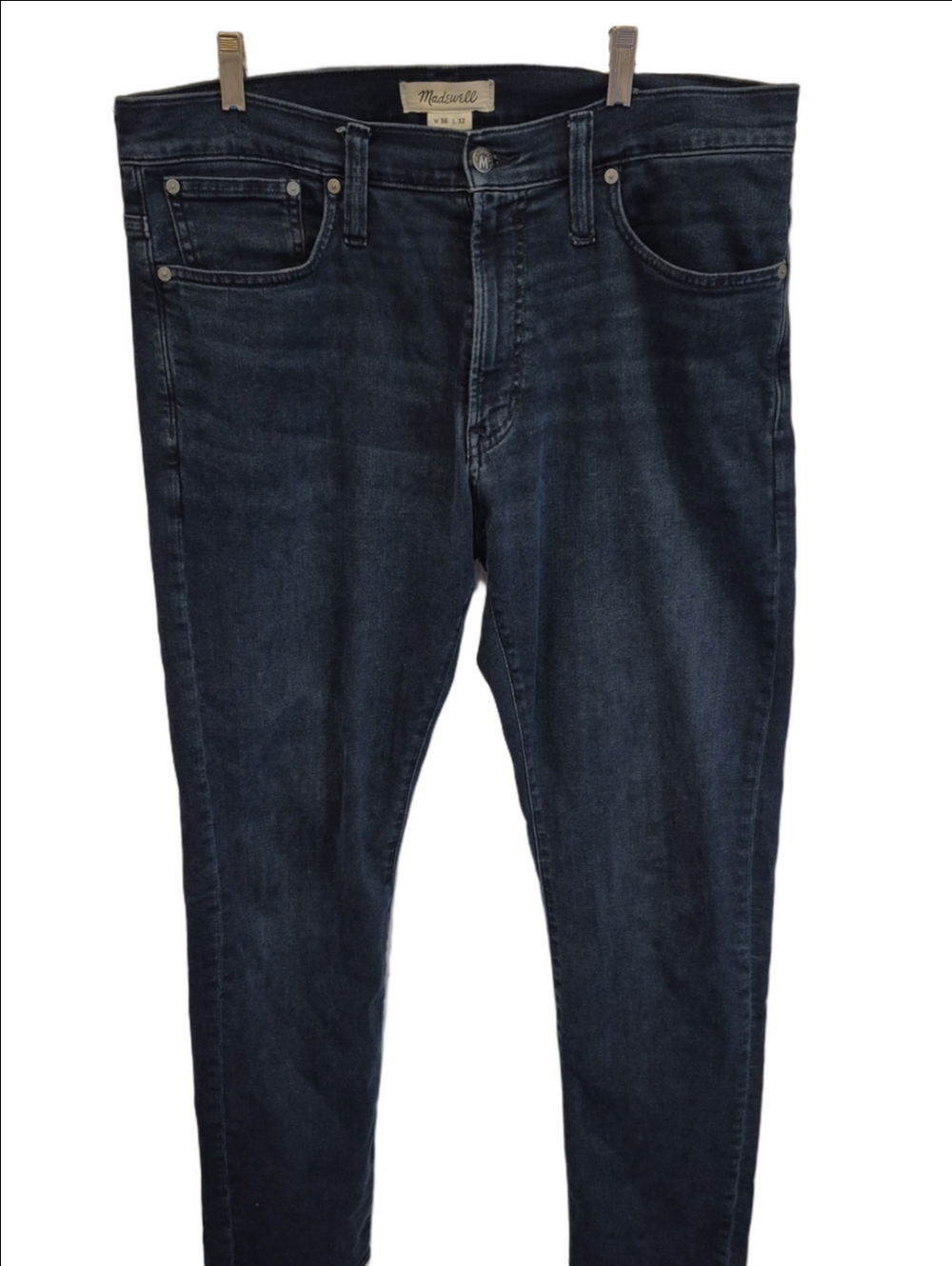 Madewell Men's Navy Slim Cotton Stretch Dark Wash Jeans In Size 36x32